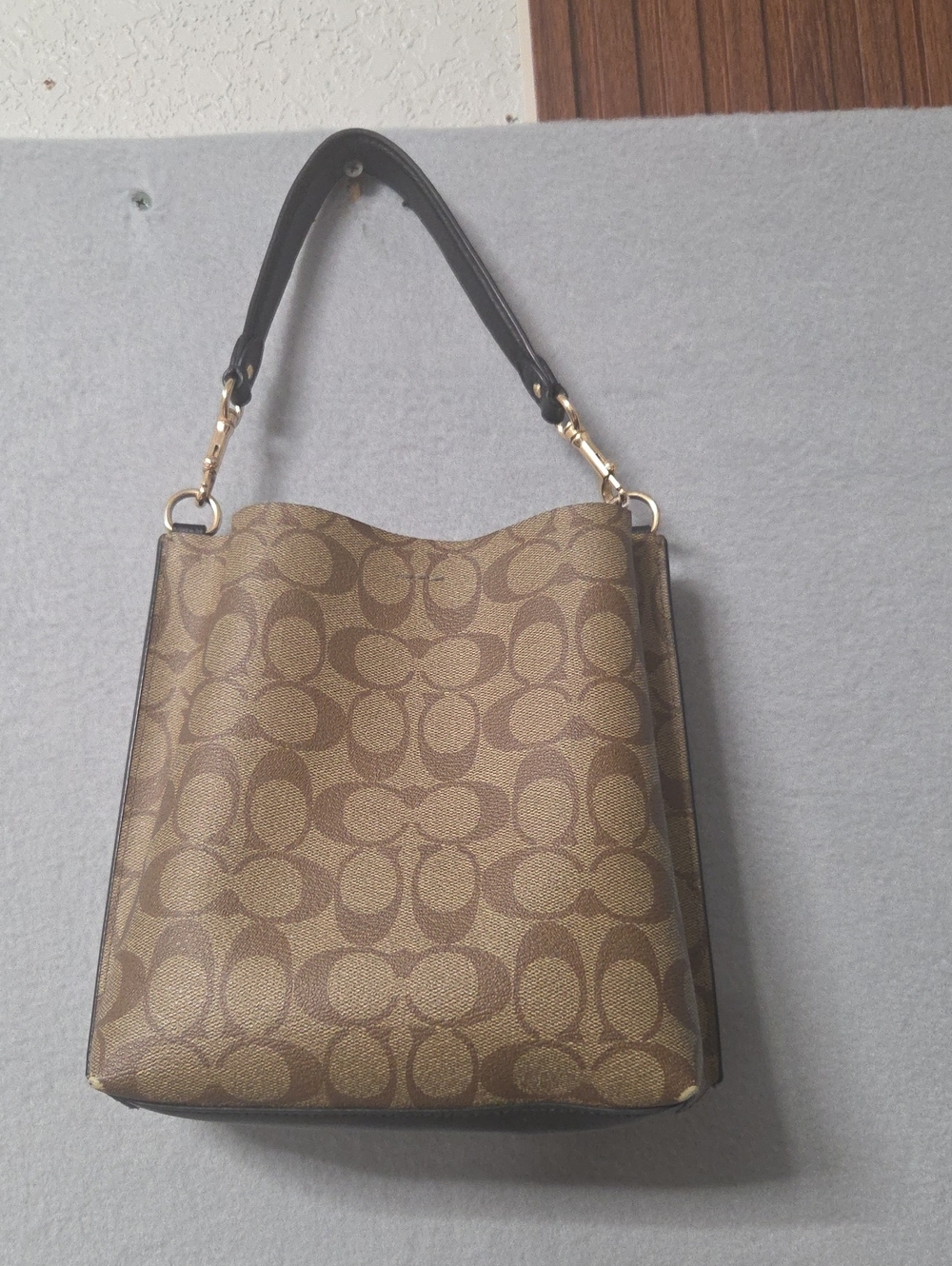 Designer-Style Brown Signature Tote Shoulder Bag